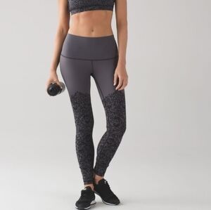 Lululemon Wunder Under Hi-Rise Ooh-la-lace Dark Carbon Black Dark Carbon Size 12